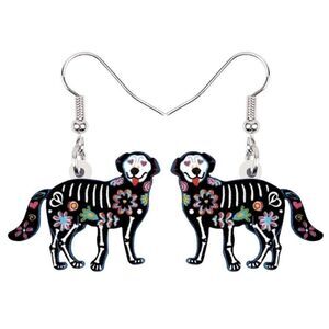 Dia de los Muertos Dog Earrings Skeleton Lab Halloween Labrador